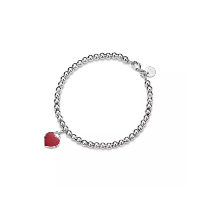 TIFFANY RETURN TO RED MINI HEART BEAD BRACELET IN SILVER WITH A DIAMOND 4 MM 70299607